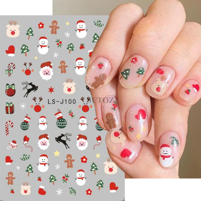 Đề Can Dán Móng Tay Họa Tiết Hoạt Hình Ông Già Noel / Chuông Giáng Sinh 2023 Cho Bé