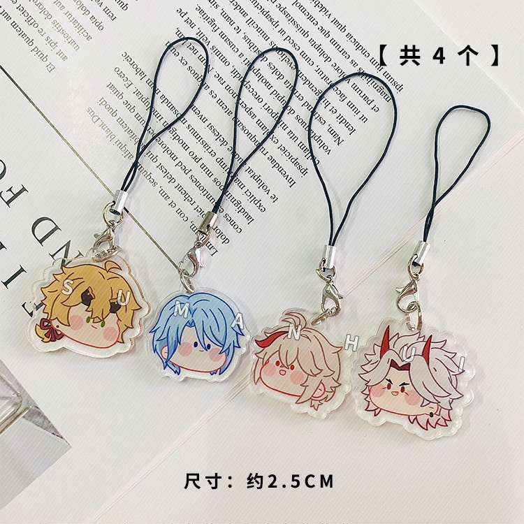 Dây treo điện thoại GENSHIN IMPACT FACE CHIBI game mica acrylic dây móc khóa ayato childe raiden yae miko cyno nilou