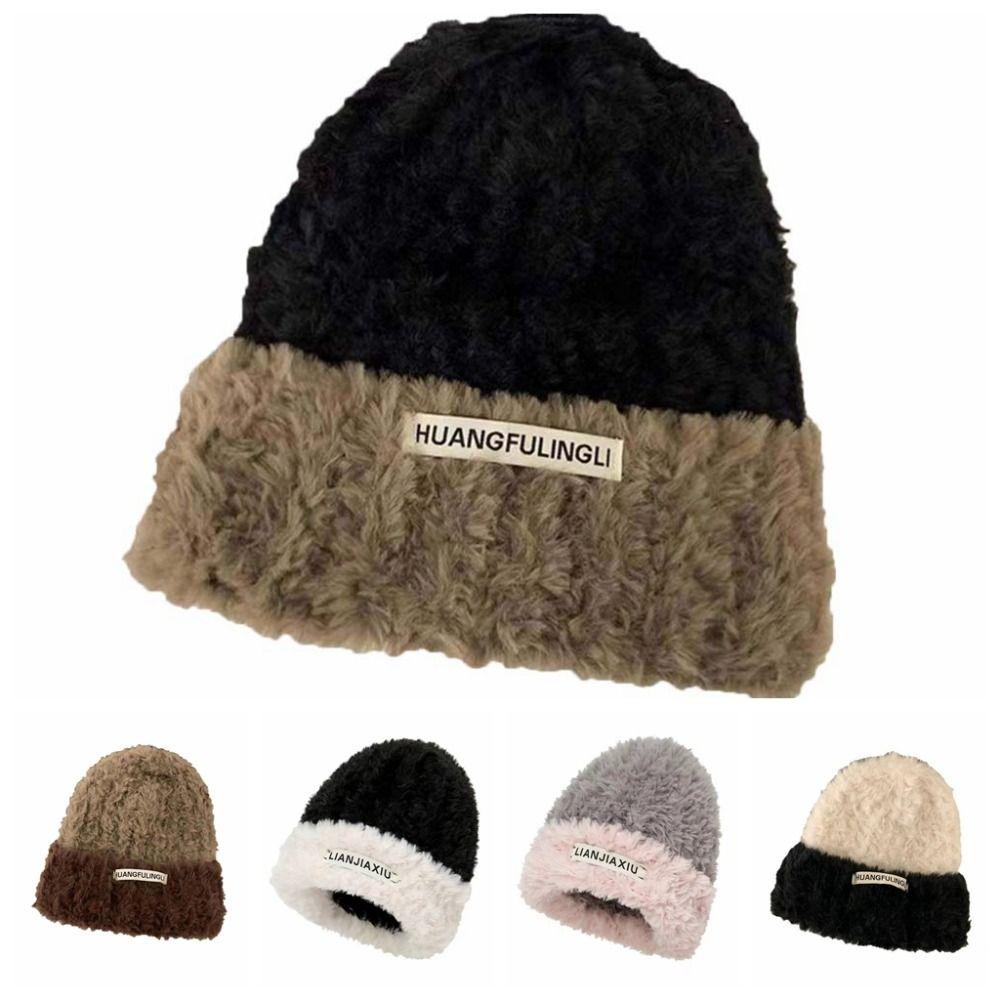 Mũ Len Trùm Đầu Giữ Ấm Mùa Đông In Chữ Phong Cách Hàn Quốc Đơn Giản