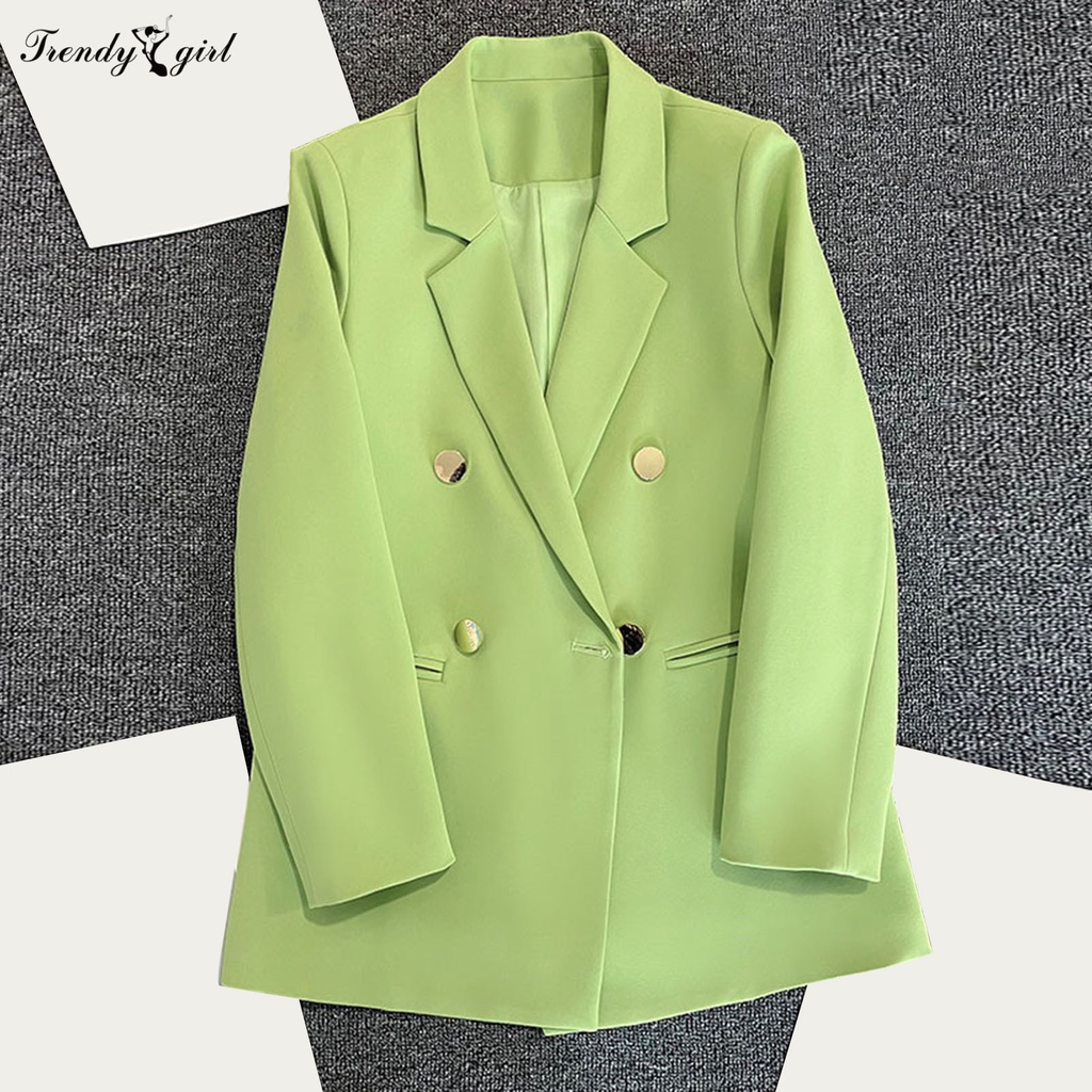 Áo Khoác blazer Hai Túi Tay Dài Màu Sắc Thời Trang Dành Cho Nữ