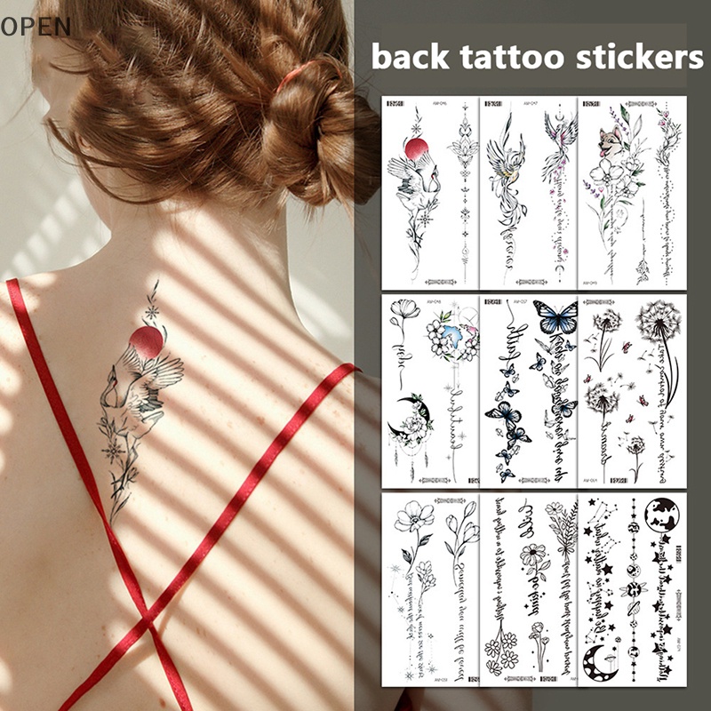 Op Hình Xăm Dán Tạm Thời Họa Tiết Hoa Động Vật Vẽ Tay Ngực Cánh Tay vn