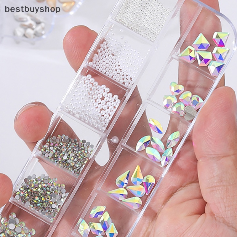 Hộp 12 Ô Đá Pha Lê 3d Lấp Lánh Trang Trí Móng Tay Nghệ Thuật Mới