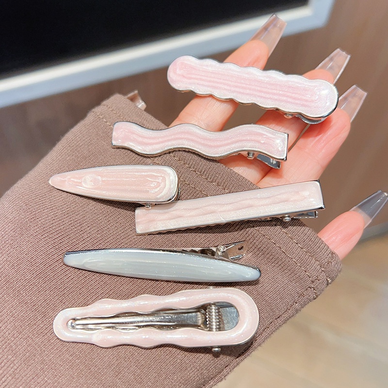 Set 2 Kẹp Tóc Mỏ Vịt Màu Hồng Phong Cách Hàn Quốc Mới Cho Nữ