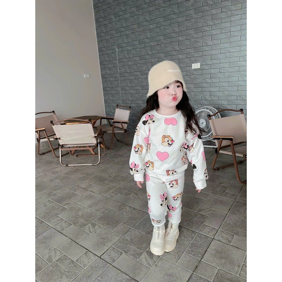 ✨MALINHKID✨BN035- Bộ nỉ da cá sóc màu trắng trẻ em VNXK
