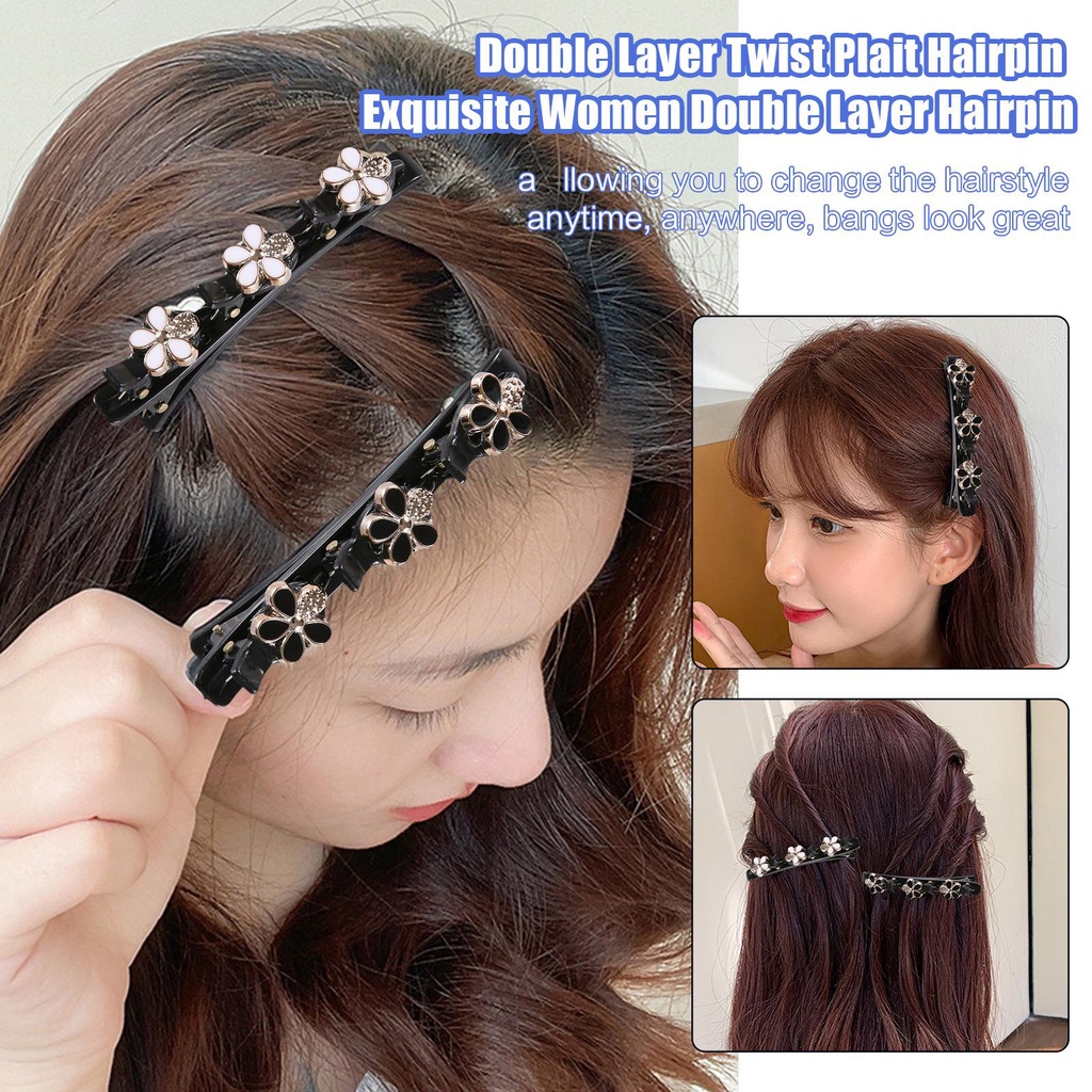 Kẹp Tóc Hai Lớp Phong Cách Hàn Quốc Xinh Xắn w7n1