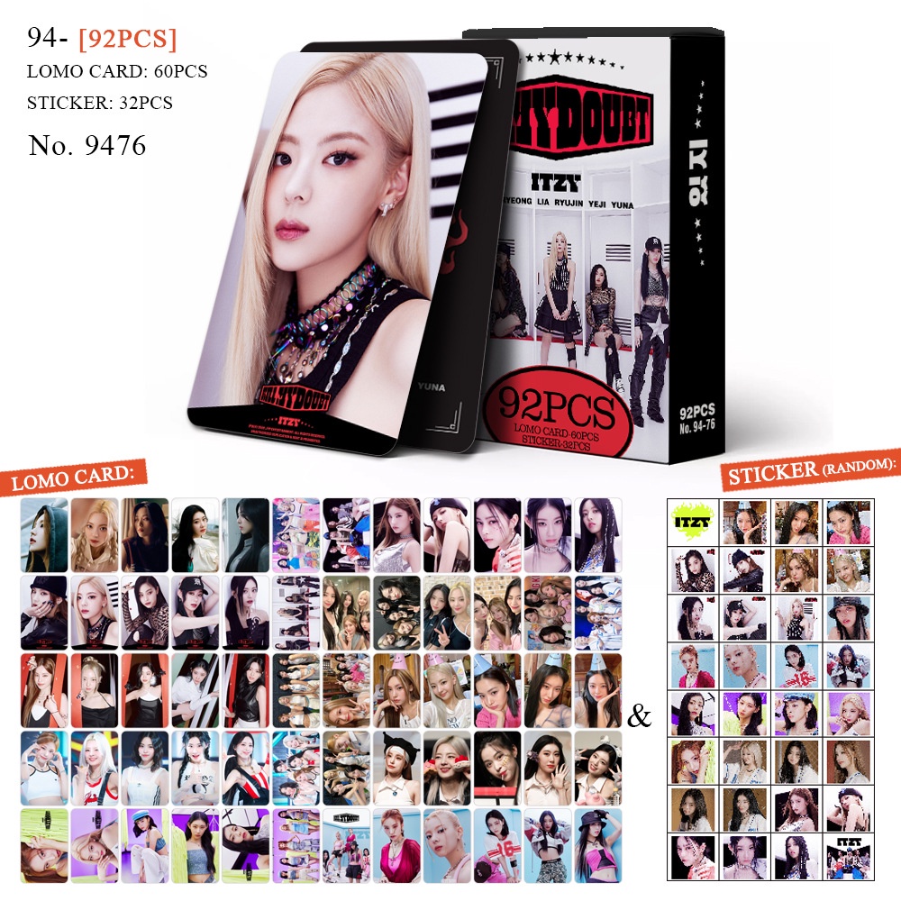 ITZY Album RINGOPhotocard Lomo Card thẻ 60 chiếc + nhãn dán 32 chiếc