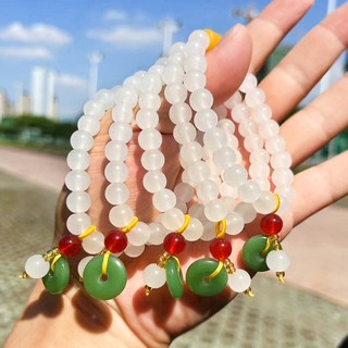 Vòng tay chuỗi hạt đá ngọc bích trắng trong suốt 8mm
