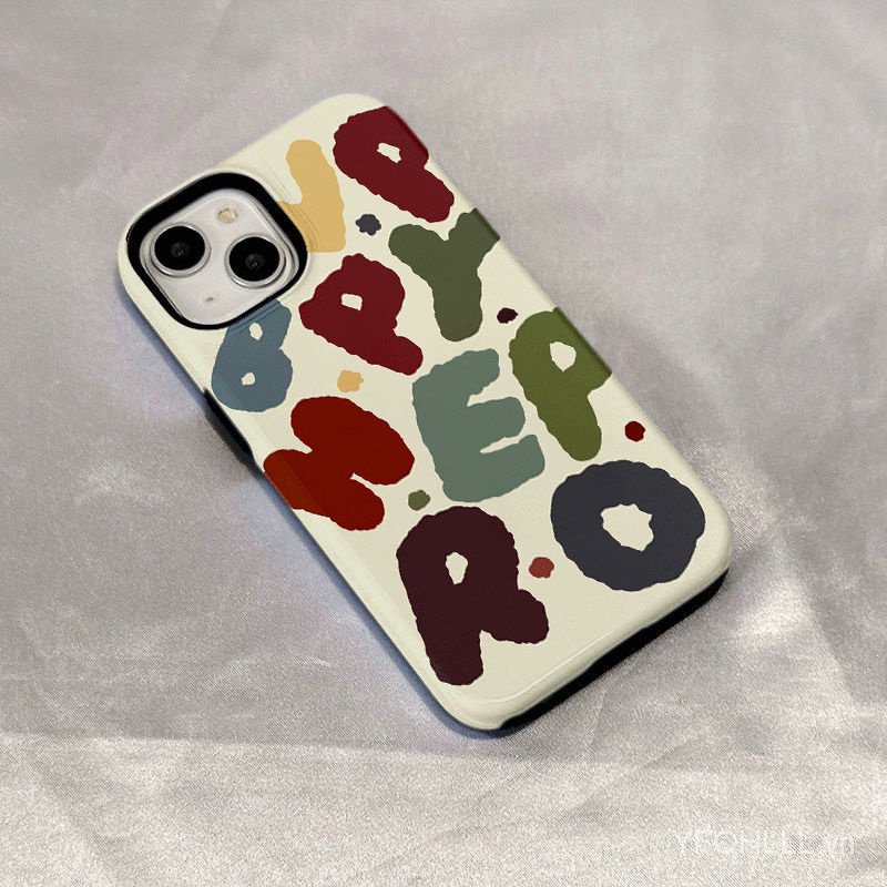 Ốp Điện Thoại Họa Tiết Chữ graffiti Hai Lớp Cho iphone11 12 13 14 15 12promax 13promax 14pro 14promax x xs xr ecdq