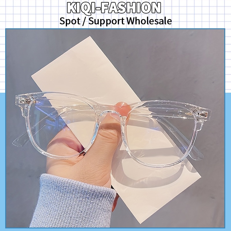 (KIQI-FASHION) COD Thời Trang Mắt Kính Gọng Vuông Trong Suốt Chống Tia Bức Xạ Phong Cách Cổ Điển Cho Nam Và Nữ