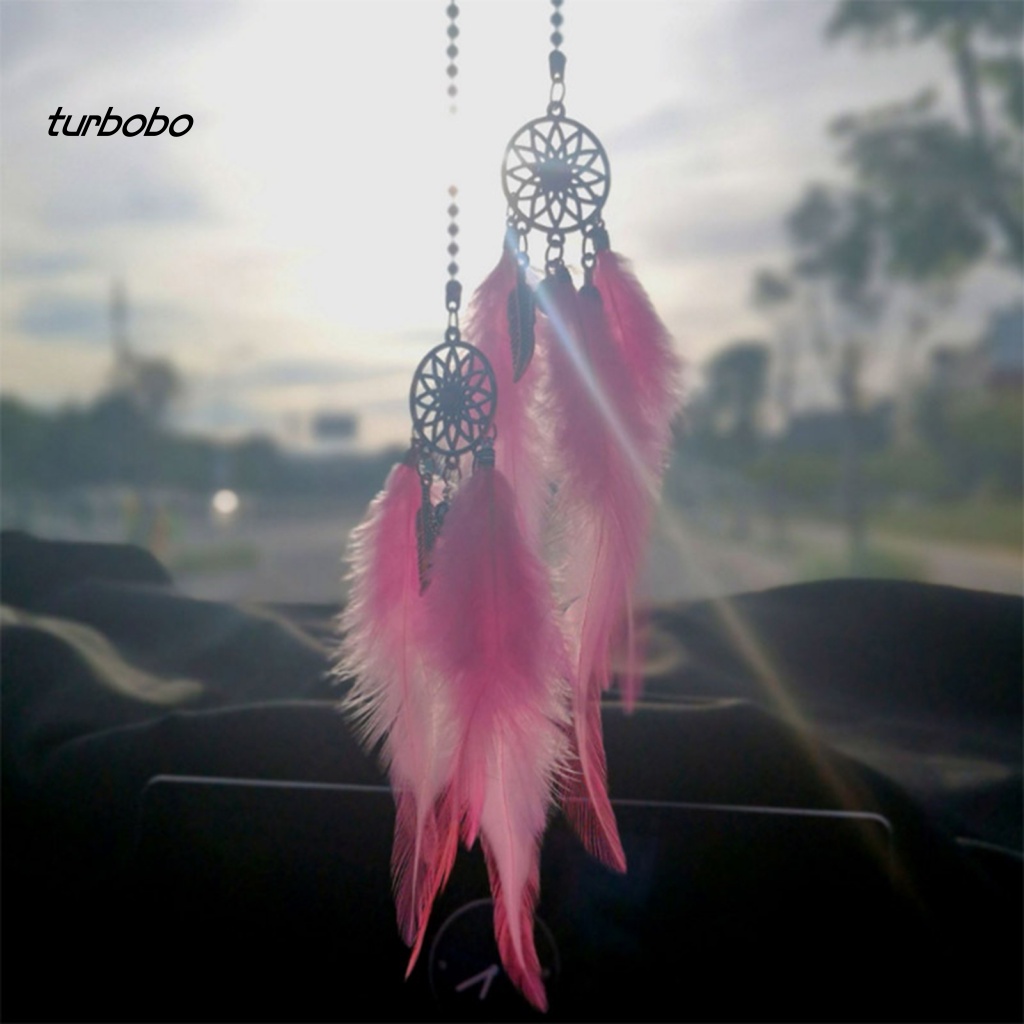 Dây Treo Trang Trí Xe Hơi Hình Dreamcatcher Phối Lông Vũ Lãng Mạn