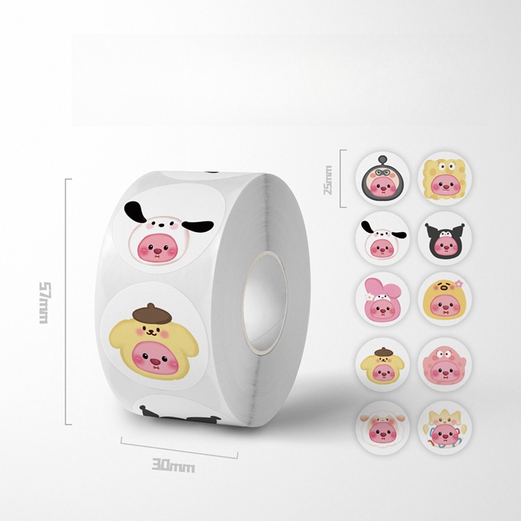Cuộn 500 Nhãn Dán Hoạt Hình sanrio hellokitty Trang Trí Mũ Bảo Hiểm Xe Đạp