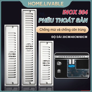 Phễu thoát sàn chống mùi  chữ nhật  inox304 20/40/60cm ,Phễu thoát sàn cao cấp Ga thoát sàn ngăn mùi dài