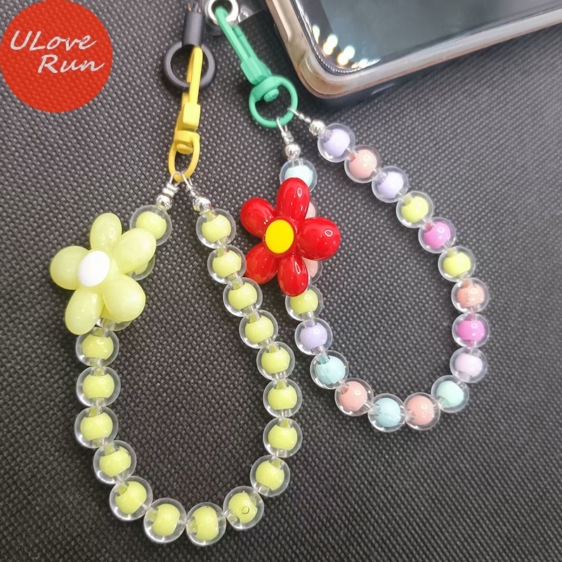 Uloverun Vòng Tay Chuỗi Hạt Gắn Điện Thoại Chống Rơi Hình Hoa Hướng Dương Dễ Thương Thời Trang Cho Nữ vn