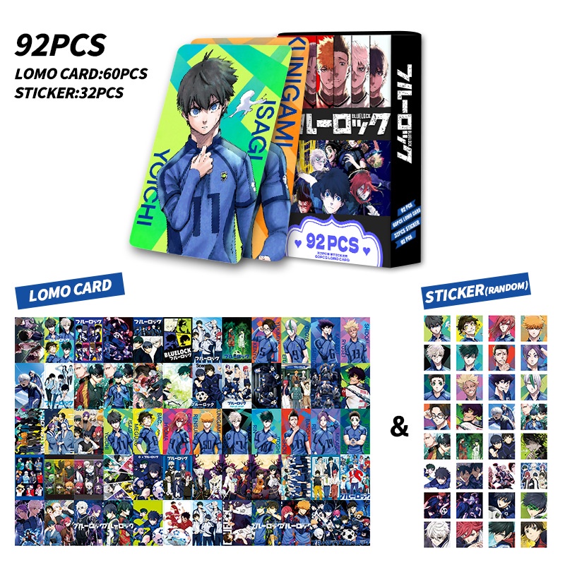 BLUE LOCK Photocard Lomo Card Postcard Stickers thẻ 60 chiếc + nhãn dán 32 chiếc