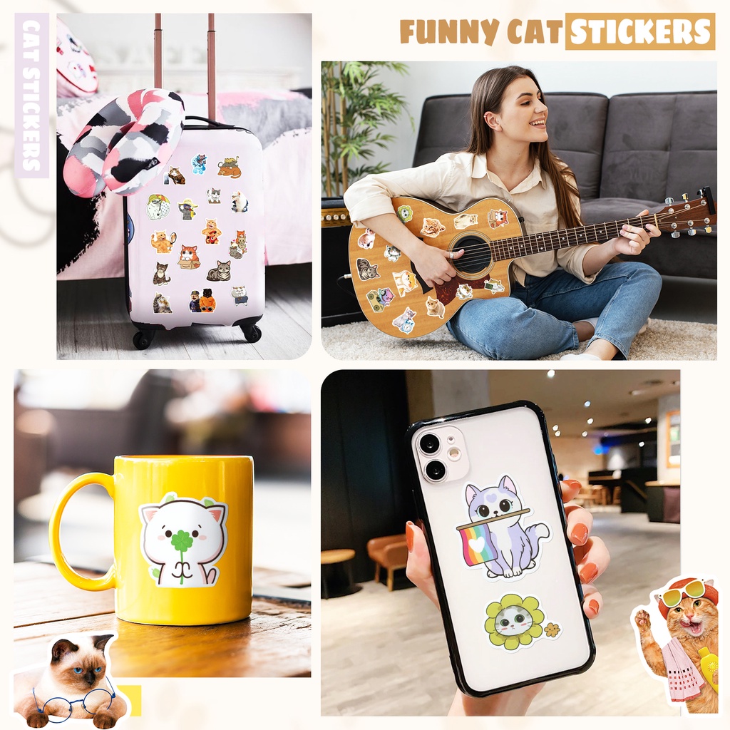 Bộ 300 / 200 / 100 / 50 Miếng Dán Chống Thấm Nước Họa Tiết graffiti Dễ Thương Trang Trí Nón Bảo Hiểm