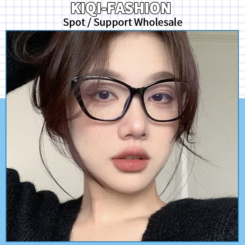 (KIQI-FASHION) COD Kính Mắt Mèo Nữ Gọng Tròn Chống Ánh Sáng Xanh