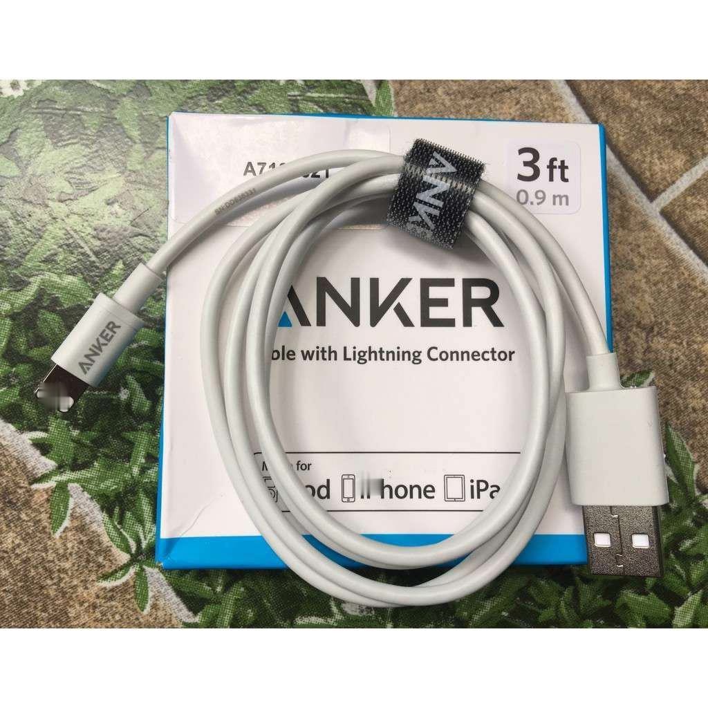 Dây Sạc ANKER A7101621 Được Chứng Nhận MFi Cho Iphone5 / 6s / 7P / SE / Ipad Air Mini Trắng