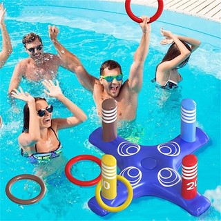 Pvc inflatable cross ring toys play game with 4 circles water float playing ring swimming pool