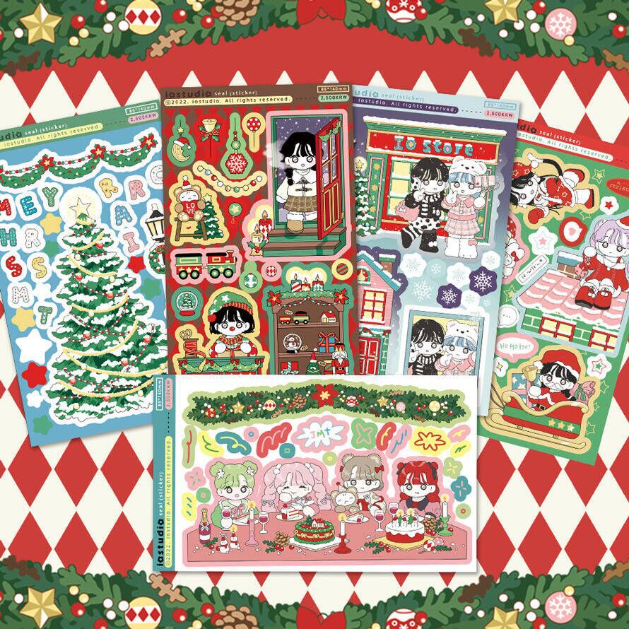 Nhãn Dán Trang Trí Giáng Sinh Họa Tiết Hoạt Hình Dễ Thương