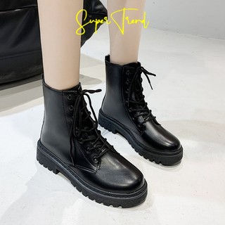 Giày bốt Martin đế bằng cổ điển thời trang dành cho nữ