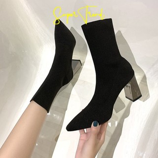 Giày bốt cao gót mũi nhọn thời trang cho nữ