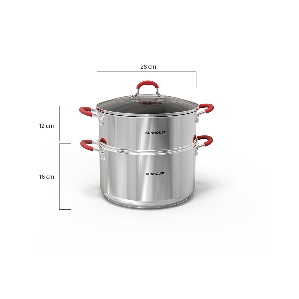 Bộ nồi xửng inox 5 đáy cao cấp SUNHOUSE SHG507-24/28  DÙNG CHO MỌI LOẠI BẾP