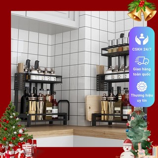 Kệ đựng gia vị 2 tầng, 3 tầng, kệ để đồ nhà bếp gác dao đũa thoáng khí chống mốc cho đồ gia dụng