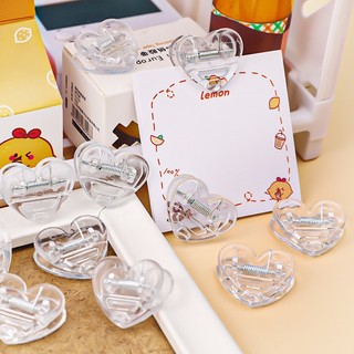Kẹp trái tim trong suốt, kẹp tài liệu văn phòng, kẹp hóa đơn, kẹp nhựa nhỏ để bàn văn phòng phẩm