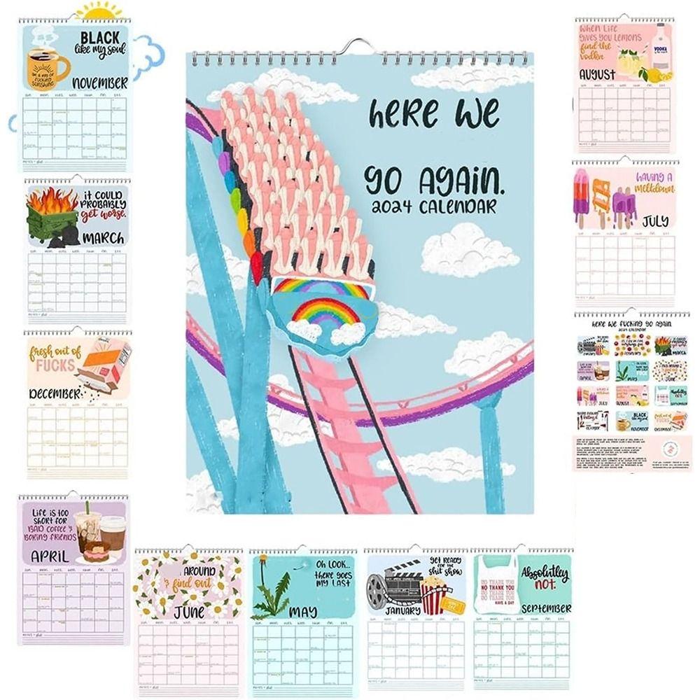 KUNHEV Lịch Giấy 2024 Treo Tường Trang Trí In Chữ we go again