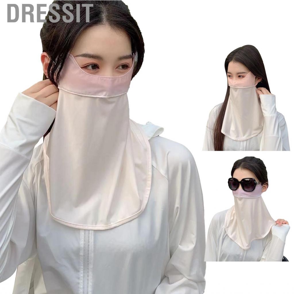 Dressit Face Neck Flap Cover  Uv Protection Hidden Nose Hole Design Sun Veil Ice Floss Multiple Small Vent Holes for Summer Camping