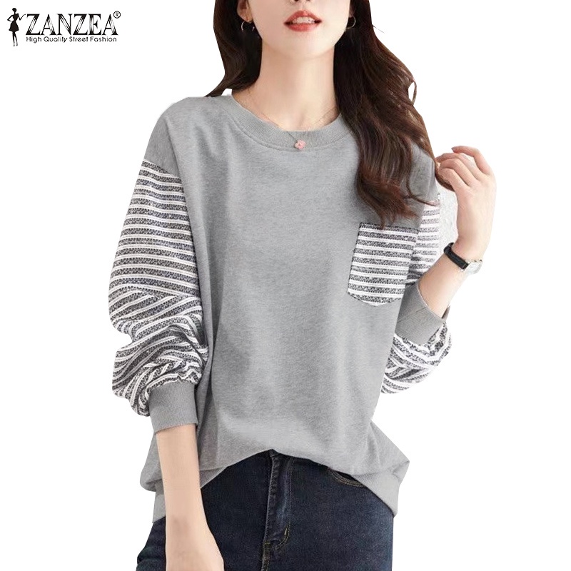 Zanzea Áo Nỉ Nữ Dài Tay Trễ Vai Thời Trang Hàn