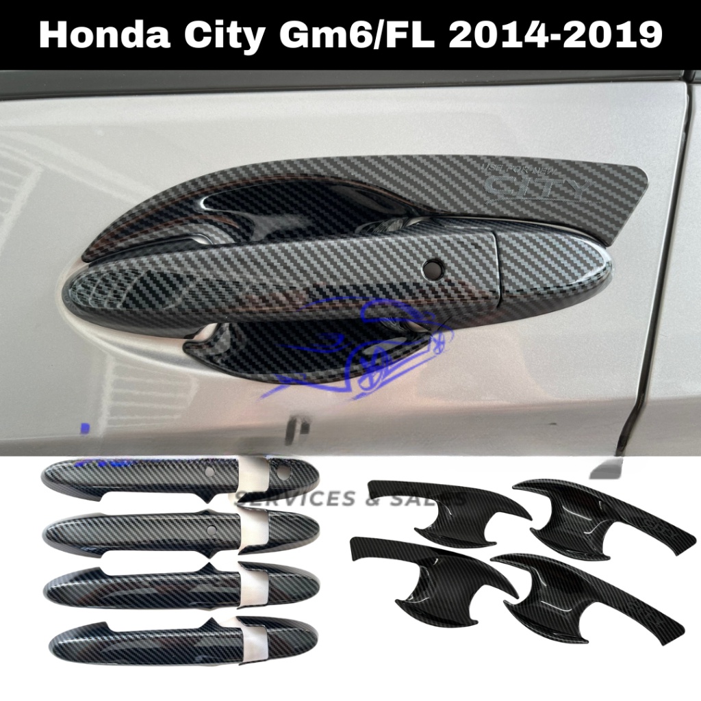 Vỏ bảo vệ tay nắm cửa màu đen bóng Honda City Gm6 / FL 2014-2019