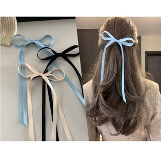 Kẹp tóc nơ ruy băng dài bằng lụa cho nữ