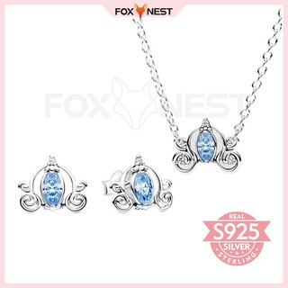 Set vòng cổ + bông tai mạ bạc 925 100% hình trái bí ngô
