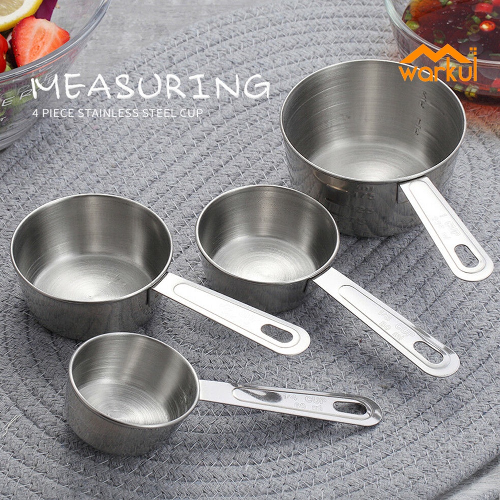 WARKUL Set 4 Muỗng Đo Lường Gia Vị Bằng Thép Không Gỉ