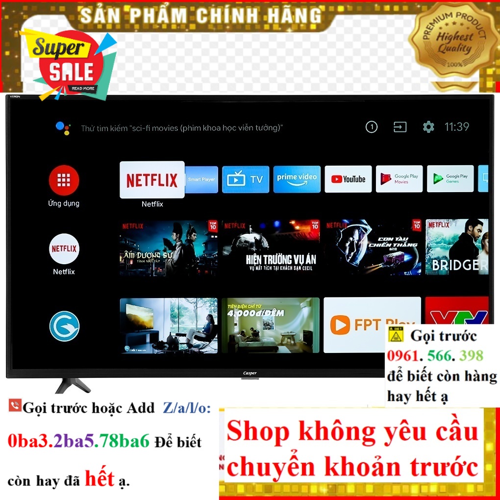 Hãng> Android Tivi Casper 43 inch 43UGS611 giá rẻ .