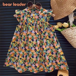 BEAR LEADER Đầm Cổ Đứng Tay Bay In Họa Tiết Tranh Sơn Dầu Thời Trang Mùa Hè Xinh Xắn Cho Bé Gái 2-7 Tuổi
