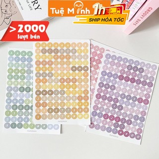 Nhãn dán Sticker chữ cái alphabet nhiều mẫu, bảng chữ số dán take note, sổ tay, điện thoại