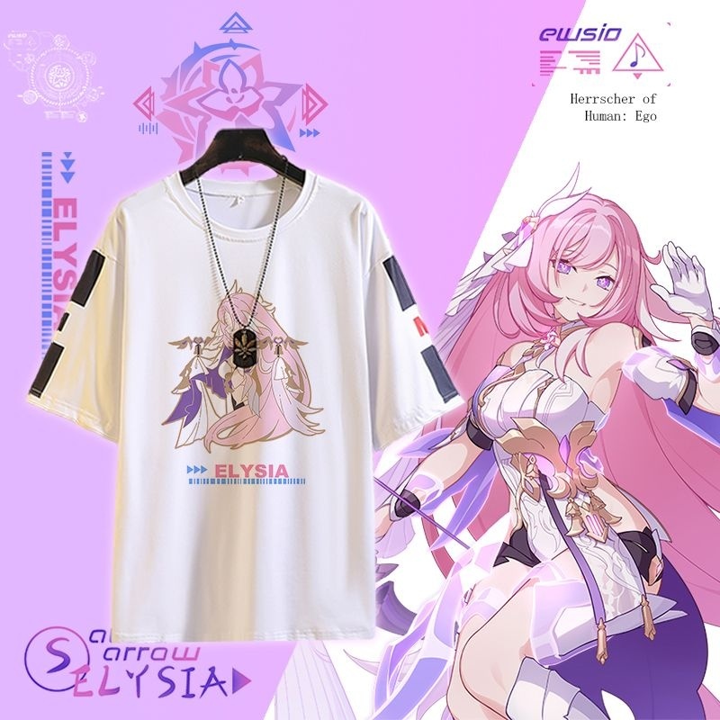 Áo Thun Ngắn Tay In Hình Honkai Impact 3 Elysia Durandal Aponia