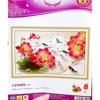 Tranh thêu 3d đồng hồ chữ phúc lv3405