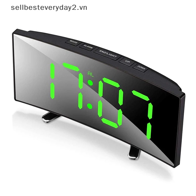 Đồng Hồ Báo Thức Kỹ Thuật Số 7 Inch Có Đèn Led Dạng Cong Để Bàn