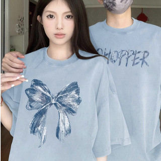 HIIXIIVI Áo thun unisex cotton tay ngắn, cổ tròn, in độc đáo, form baggy rộng