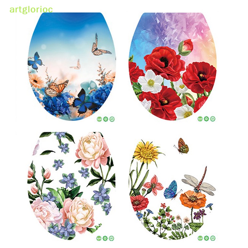 Aart Miếng Dán Trang Trí toilet Bằng pvc Tự Dính Họa Tiết Hoa Hồng Và Bướm vn