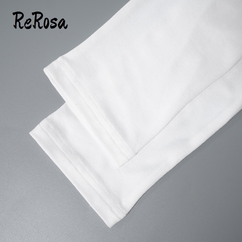 Rerosa Áo Thun Croptop Tay Dài Màu Trơn Dáng Ôm Hở Vai Thời Trang 2023 Cho Nữ