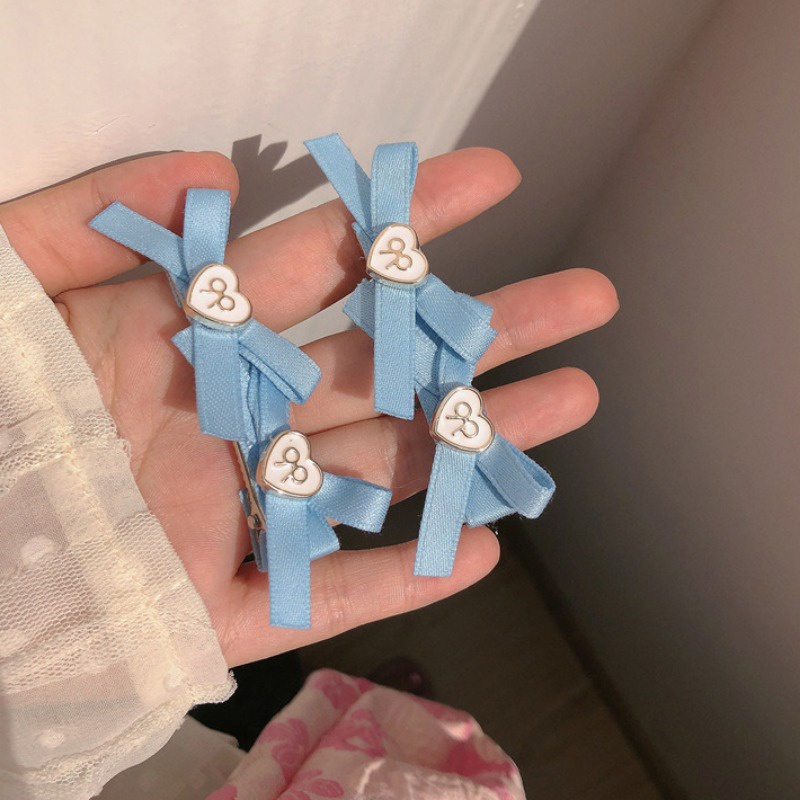 Kẹp Tóc Nơ Hồng / Xanh Dương Dễ Thương Hợp Thời Trang y2k
