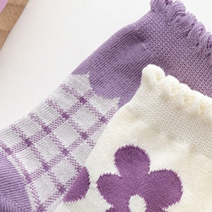 Set 5 Đôi Vớ cotton Mùa Hè Phối Lưới Màu Tím In Họa Tiết Hoạt Hình Dễ Thương Cho Bé Sơ Sinh jp7
