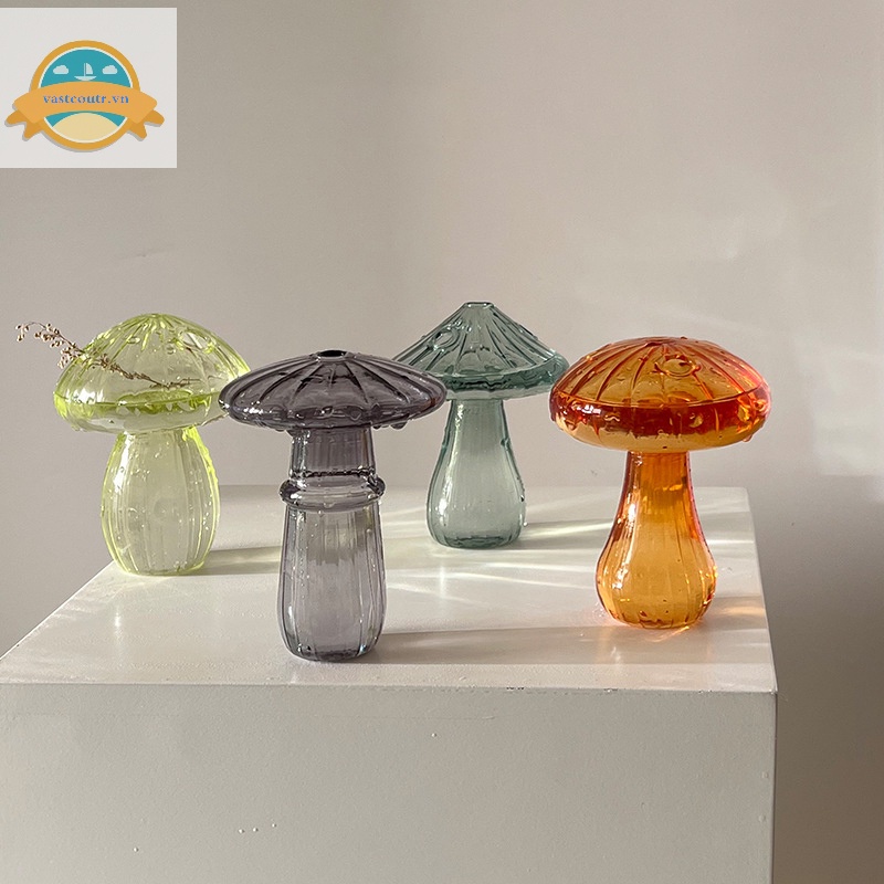 Bình Hoa Thủy Tinh mini Hình Nấm Để Bàn Trang Trí Nhà Cửa vn