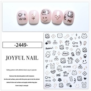 Sticker Dán Móng Tay Hình Thỏ poodle Dễ Thương