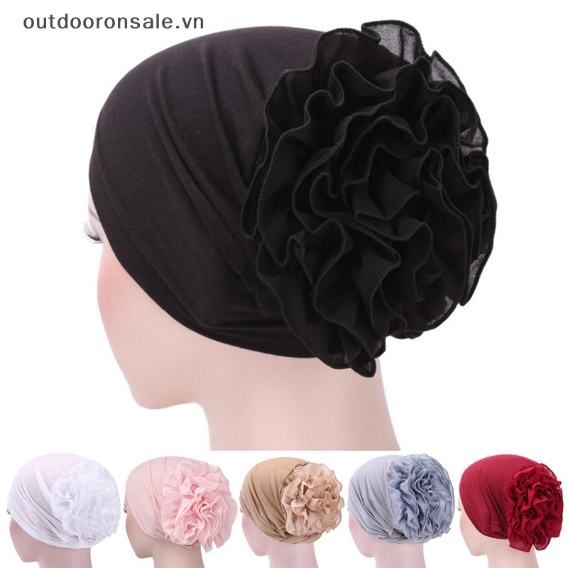 Khăn Trùm Đầu turban Co Giãn In Hoa Xếp Ly hijab Ấn Độ Cho Nữ
