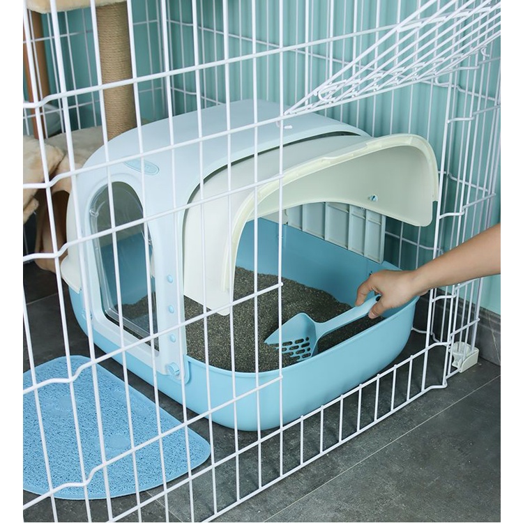 Hộp cát cho mèo, kích thước siêu lớn, loại hoàn toàn kín đáo, siêu cỡ, chống bắn tuyệt vời, 58cmx48cmx42cm, phù hợp cho mèo dưới 15kg.